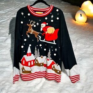 Tipsyelves Full Moon Santa Novelty Funny Sweater New W/FLAW‎ READ Unisex
